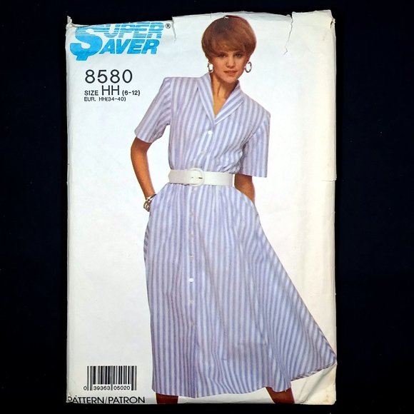 Simplicity 8580 Misses Midi Dress Sewing Pattern Size US 6 8 10 12 Uncut FF 1988 - Picture 1 of 5